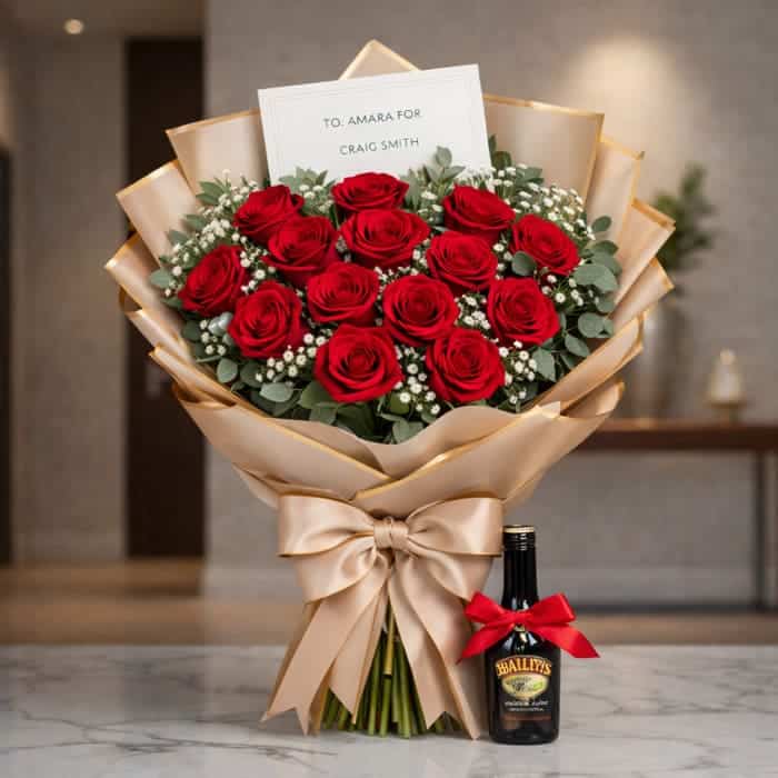 Bouquet de Rosas y Baileys
